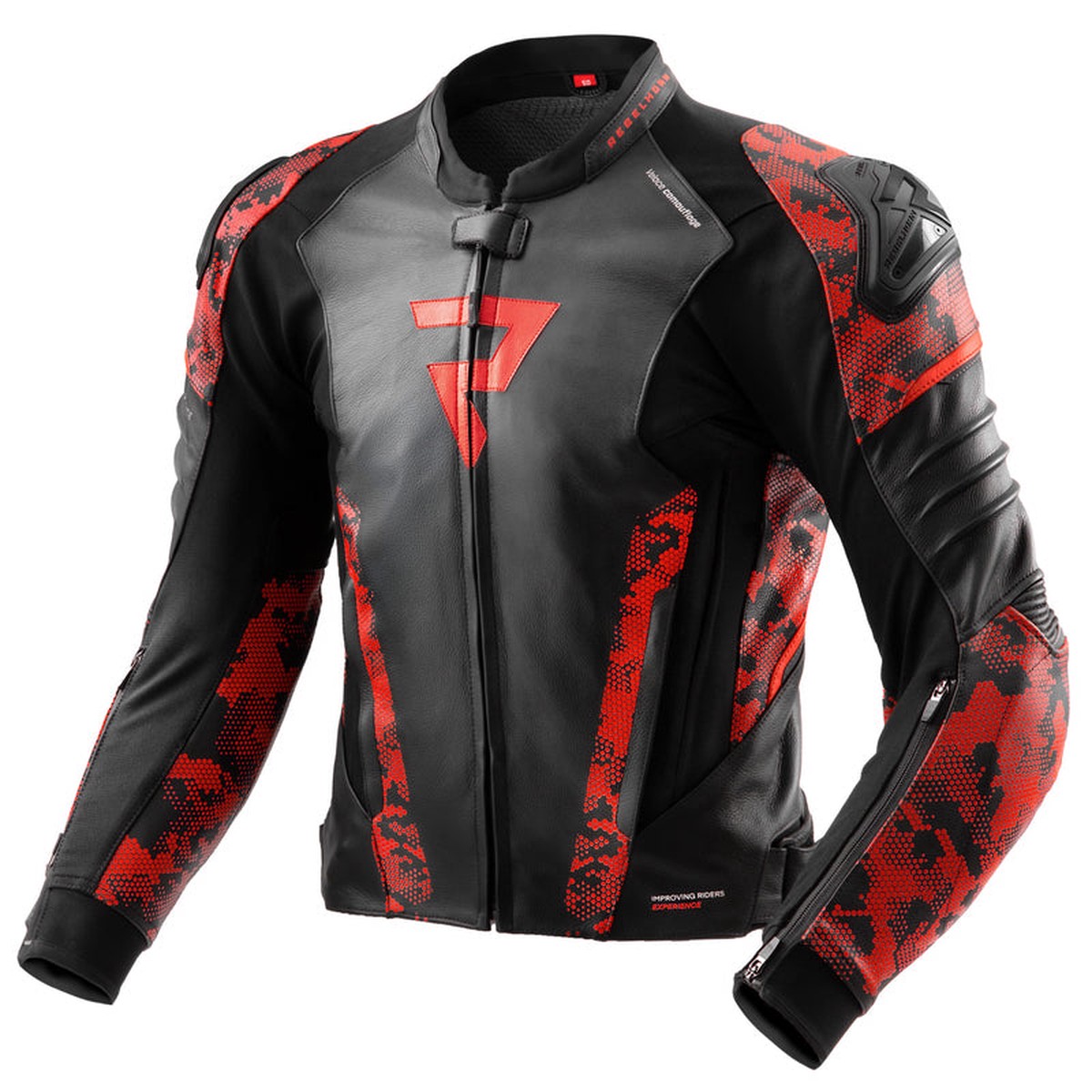 Rebelhorn Veloce Leather Jacket Black Fluo Red