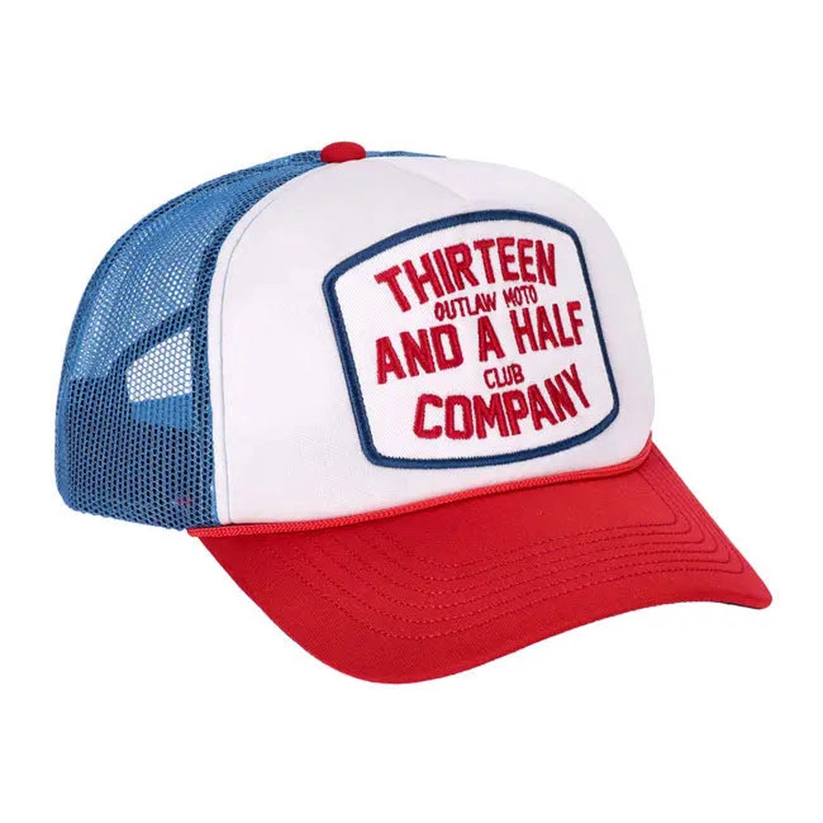 13 And A Half Magazine Outlaw Club Trucker Cap Blue Red