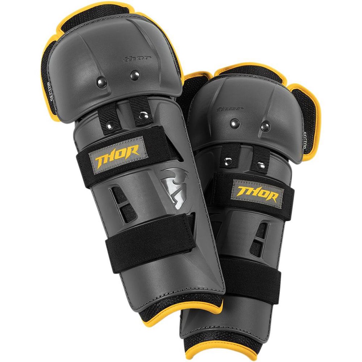 Thor Sector GP Youth Knee Guards Charcoal Yellow
