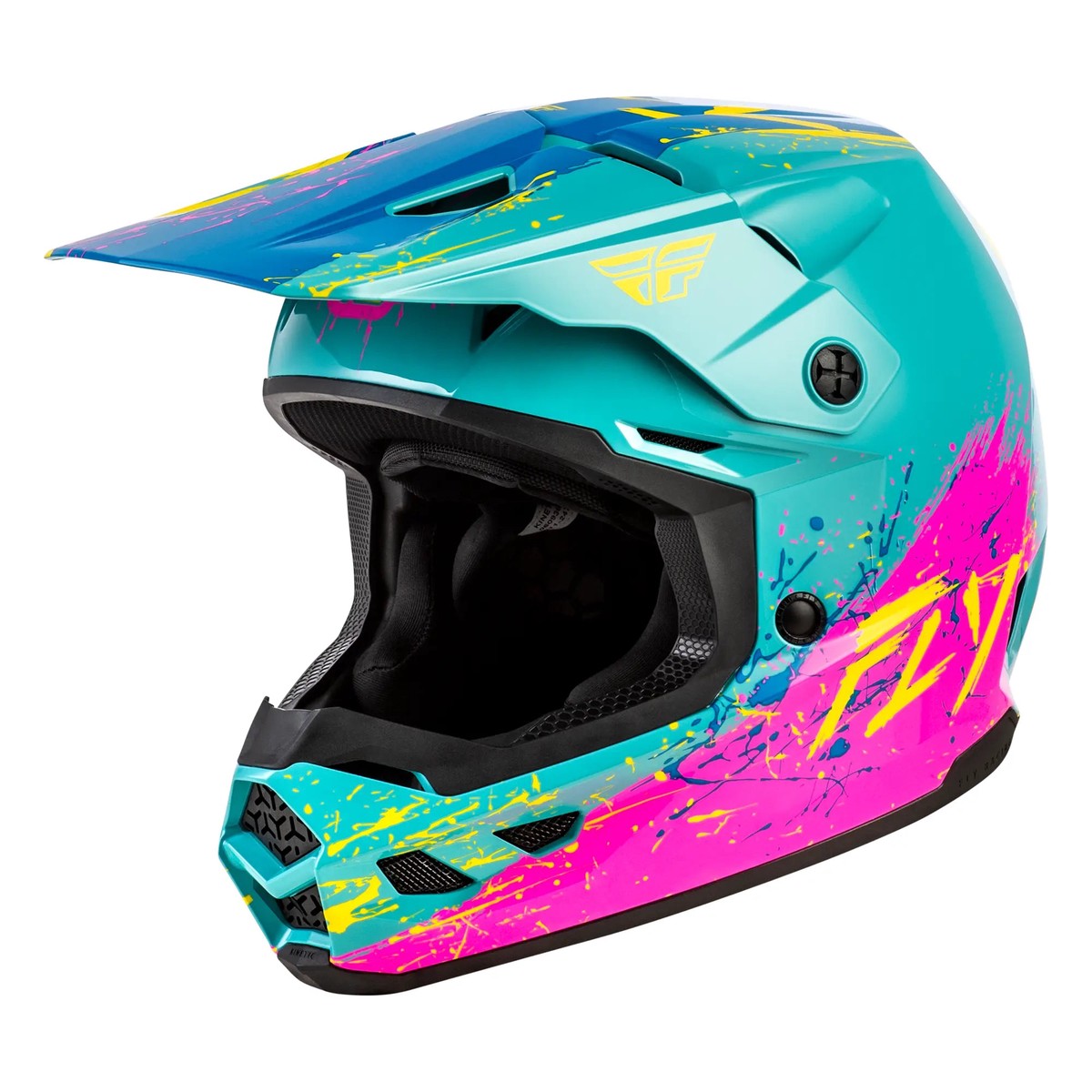Fly Racing Kinetic Youth Drip Turquoise Pink Yellow