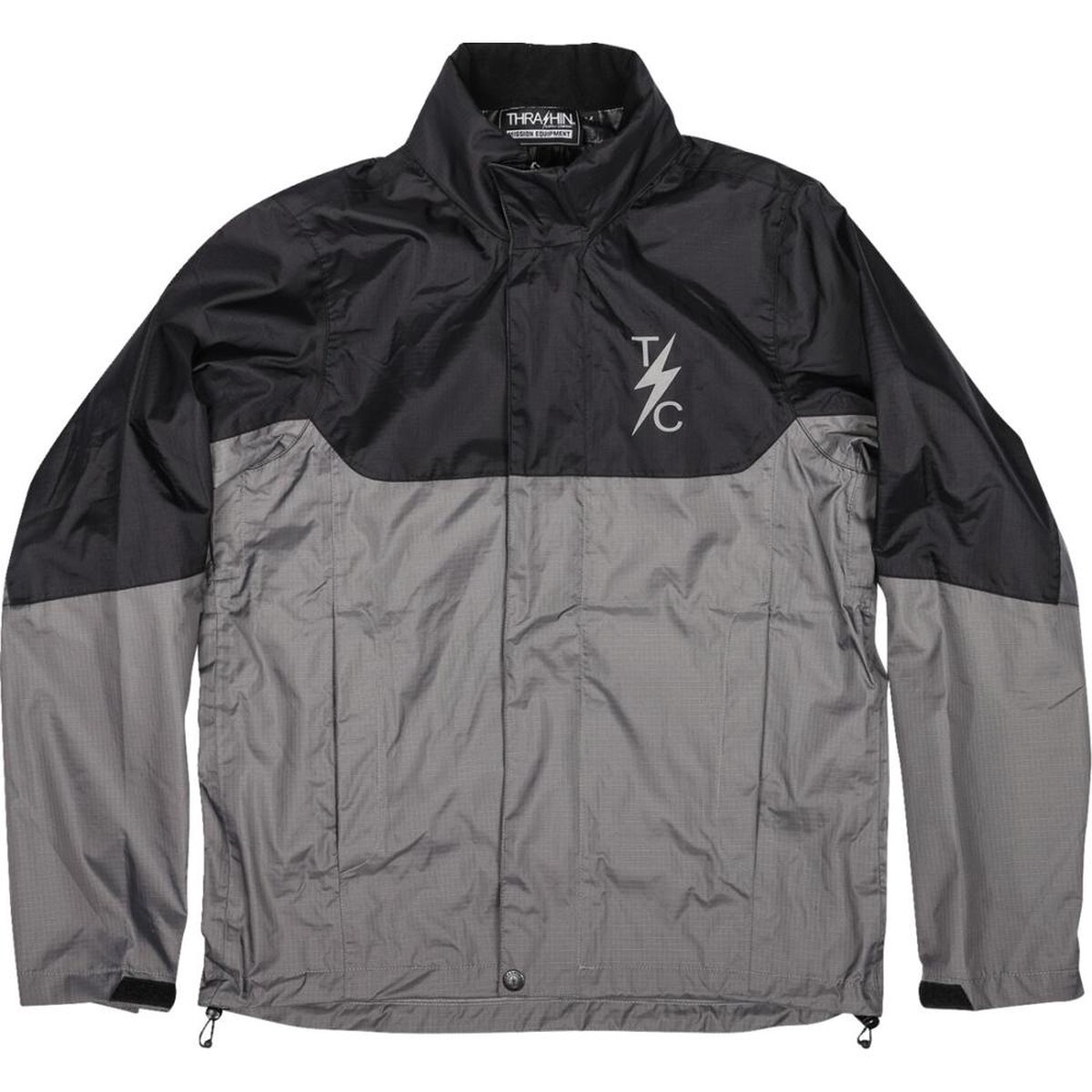 Thrashin Supply Company Mission Waterproof Rain Jacket Black Grey